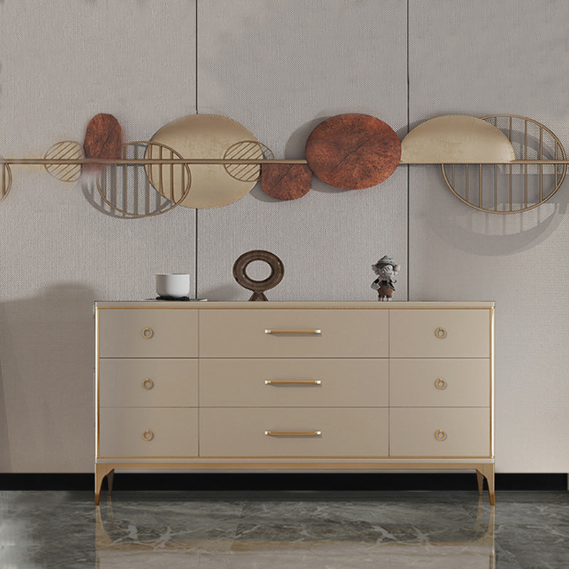 Classic Glam Horizontal Double Dresser Wood Storage Chest Dresser for Bedroom