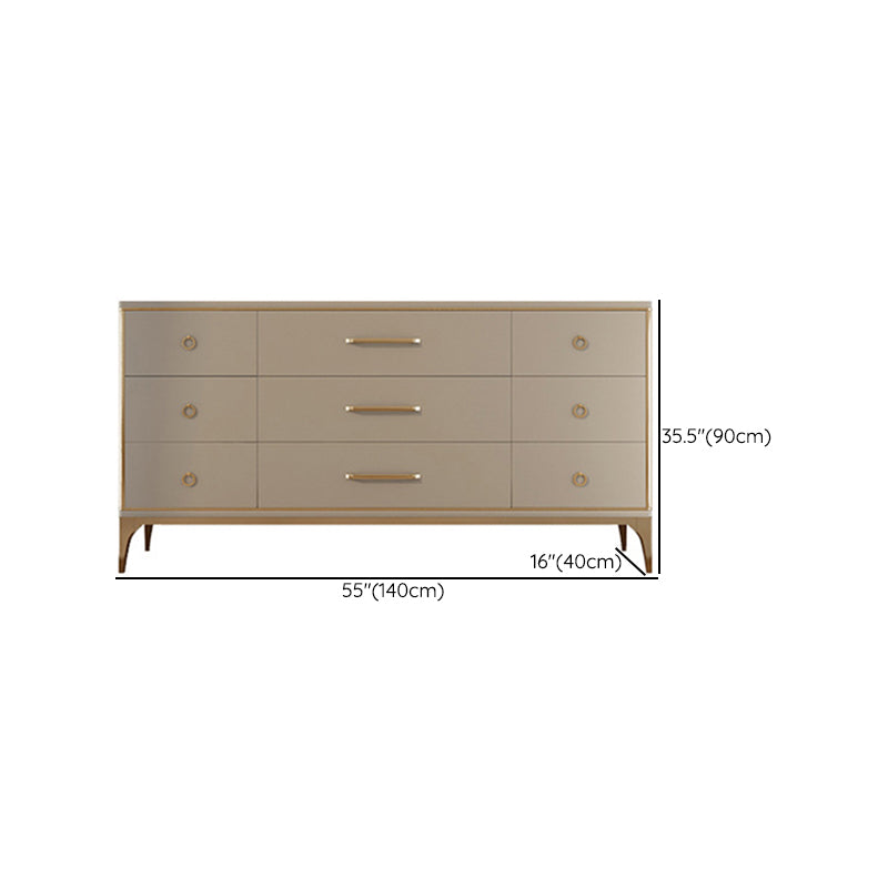 Classic Glam Horizontal Double Dresser Wood Storage Chest Dresser for Bedroom
