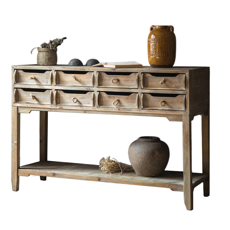 Traditional Solid Wood Double Dresser Horizontal Storage Chest Dresser for Bedroom