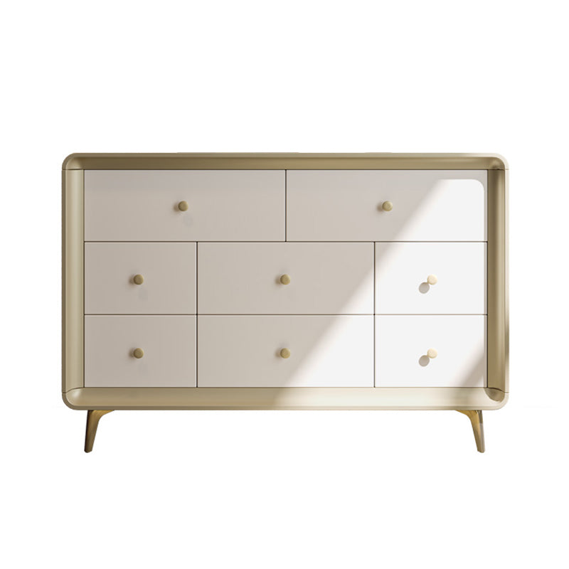 Classic Glam Horizontal Double Dresser Rubber Wood Storage Chest Dresser for Bedroom