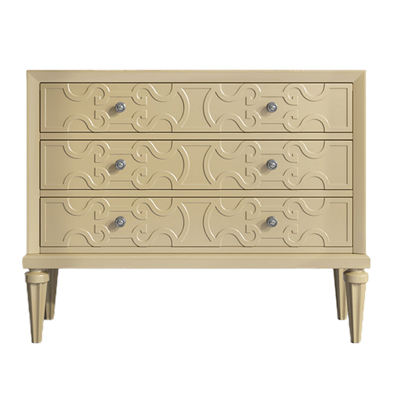 Classic Glam Horizontal Double Dresser Rubber Wood Storage Chest Dresser for Bedroom