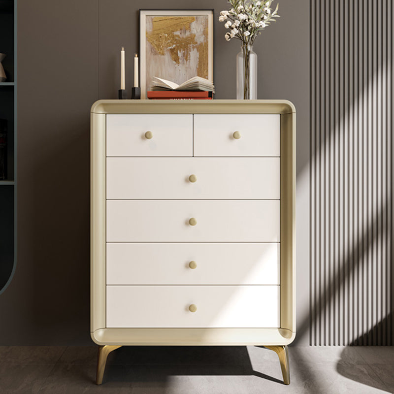 Classic Glam Horizontal Double Dresser Rubber Wood Storage Chest Dresser for Bedroom