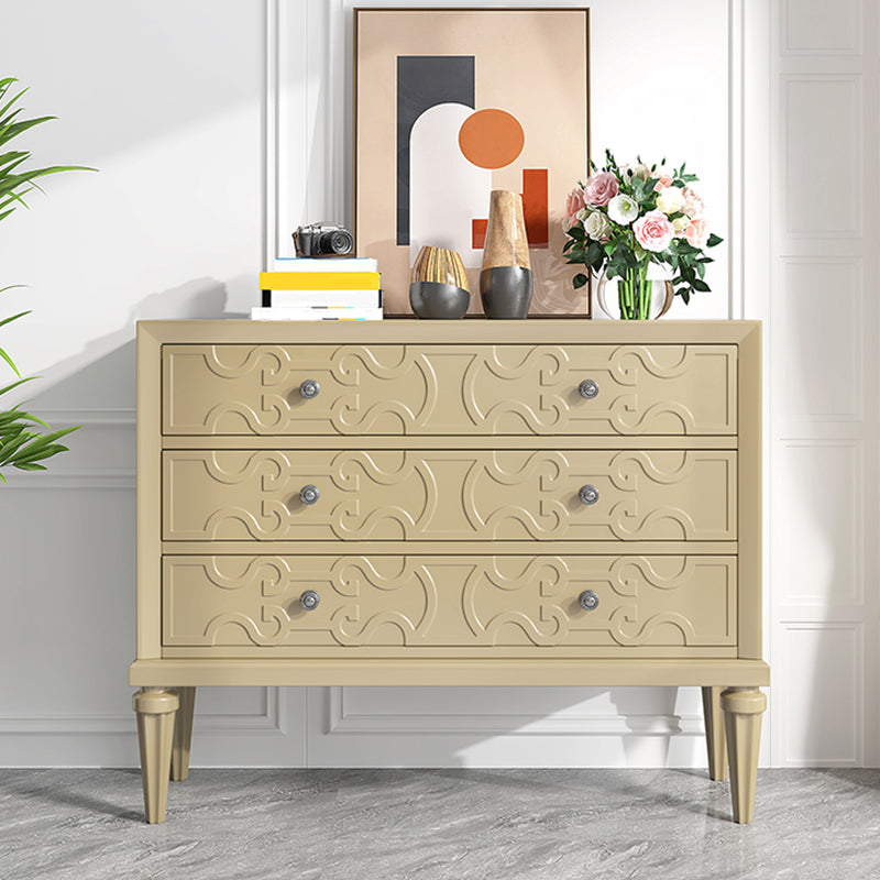 Classic Glam Horizontal Double Dresser Rubber Wood Storage Chest Dresser for Bedroom