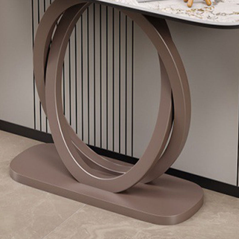 Contemporary Stone Accent Table Half Moon Sofa Console Table for Hall