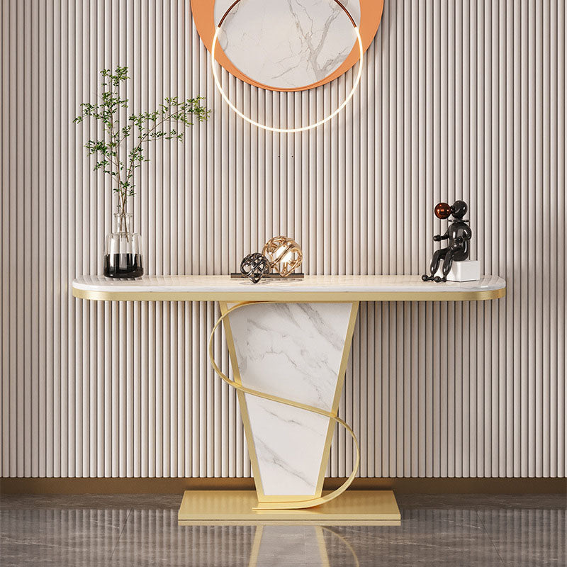 Glam Style Sofa Table Slate Top Console Accent Table for Entryway