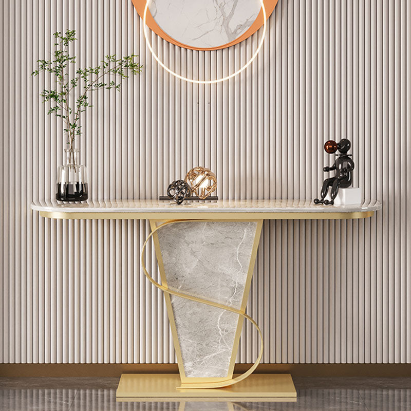 Glam Style Sofa Table Slate Top Console Accent Table for Entryway