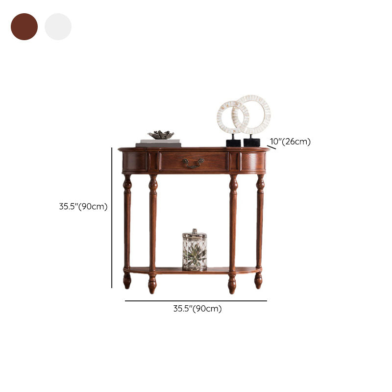 Mid-Century Modern Rubber Wood Console Table Half Moon Sofa Console Table for Hall