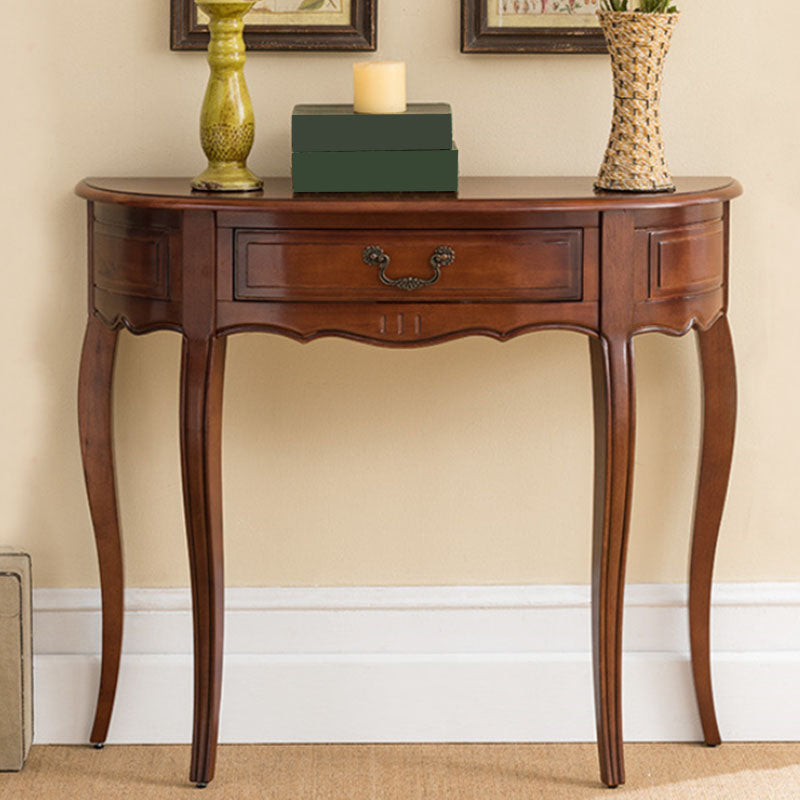 Mid-Century Modern Wood Accent Table Half Moon Sofa Console Table for Hall