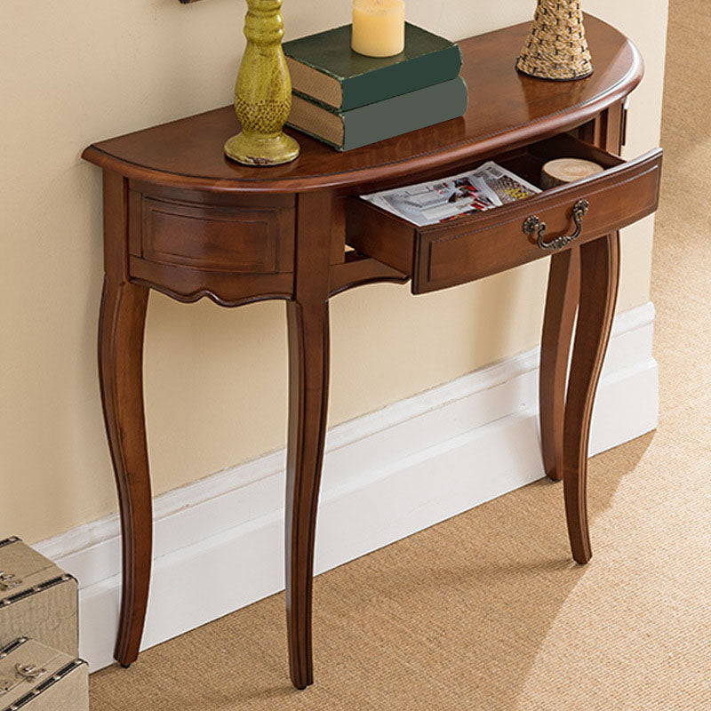 Mid-Century Modern Wood Accent Table Half Moon Sofa Console Table for Hall