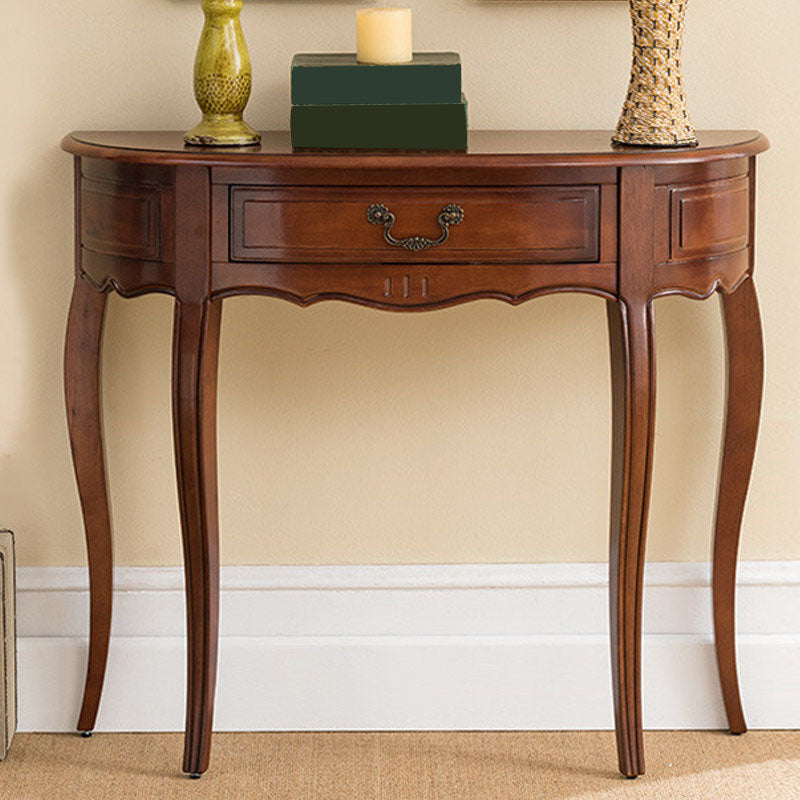 Mid-Century Modern Wood Accent Table Half Moon Sofa Console Table for Hall