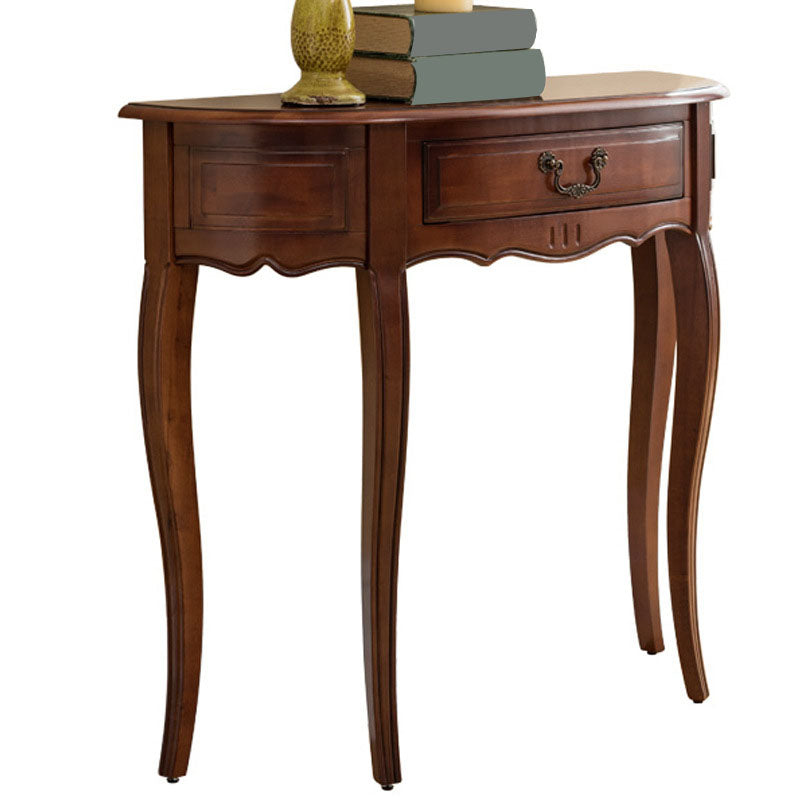 Mid-Century Modern Wood Accent Table Half Moon Sofa Console Table for Hall