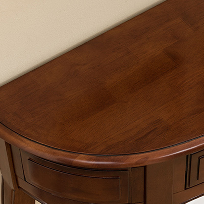 Mid-Century Modern Wood Accent Table Half Moon Sofa Console Table for Hall
