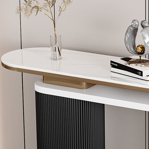 Glam Oval Console Table Reclaimed Wood Console Accent Table for Hall
