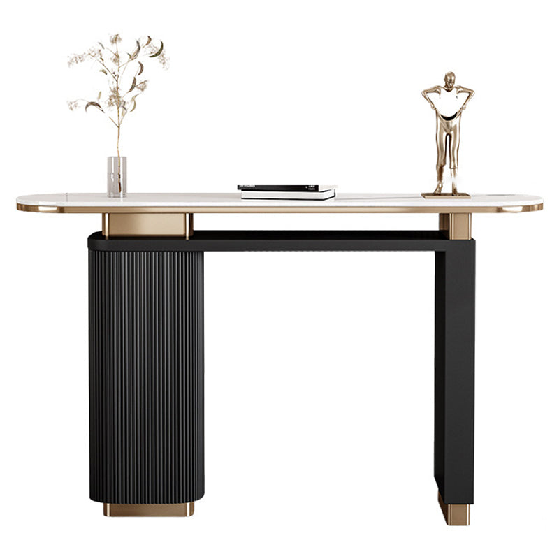 Glam Oval Console Table Reclaimed Wood Console Accent Table for Hall