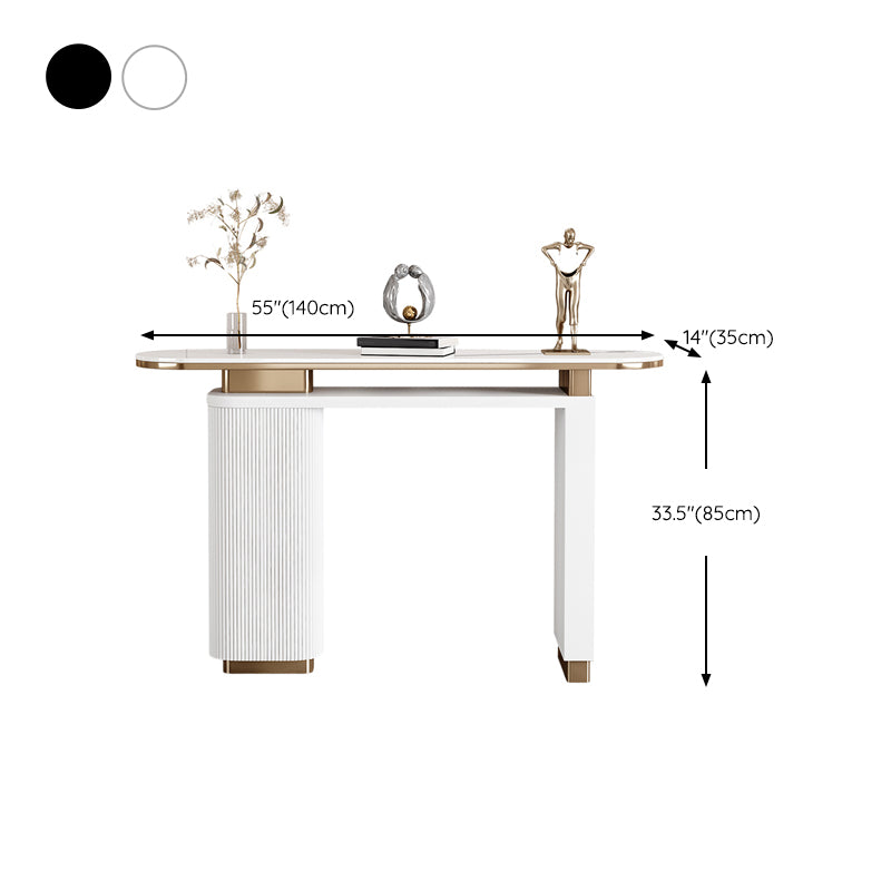 Glam Oval Console Table Reclaimed Wood Console Accent Table for Hall