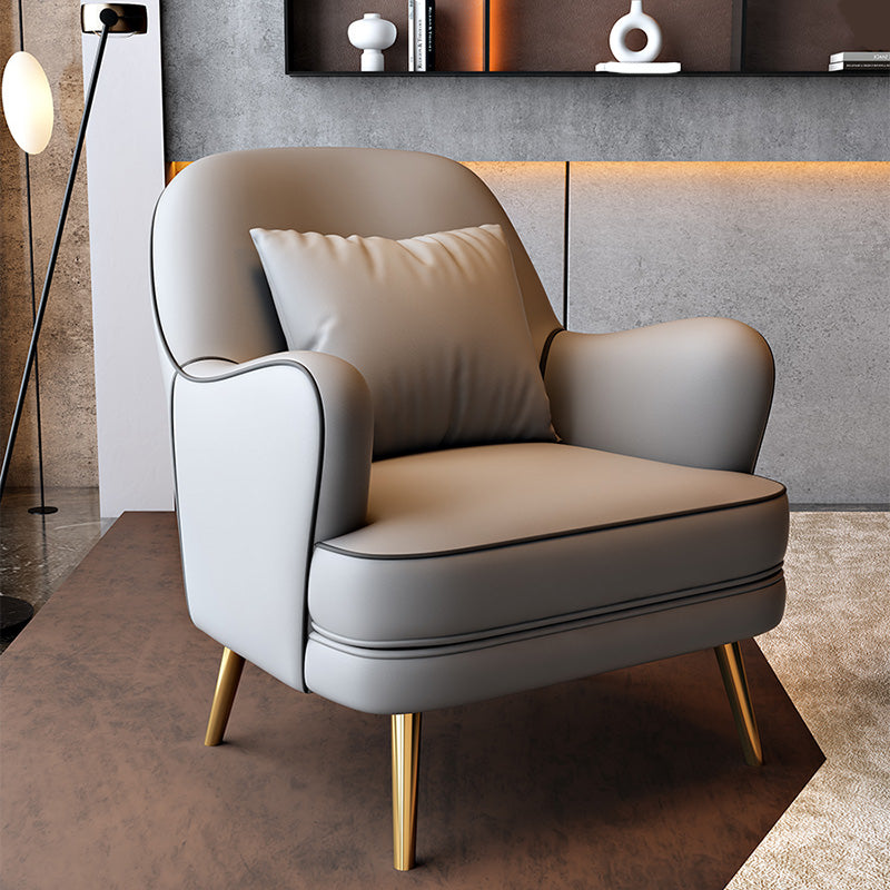 Contemporary Pillow Back Chair Recessed Arms Pillow Back ArmChair