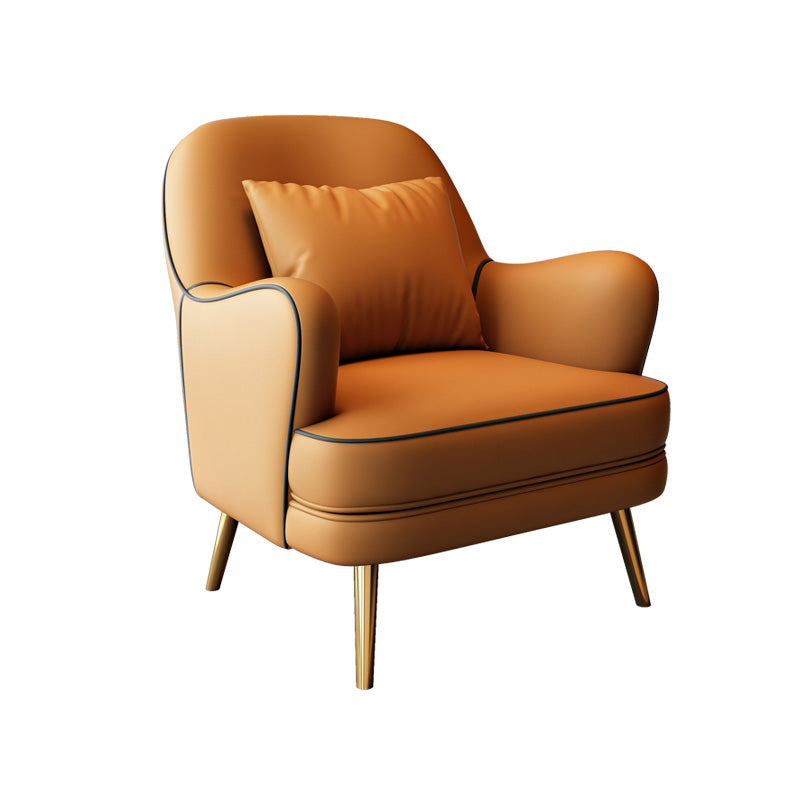 Contemporary Pillow Back Chair Recessed Arms Pillow Back ArmChair