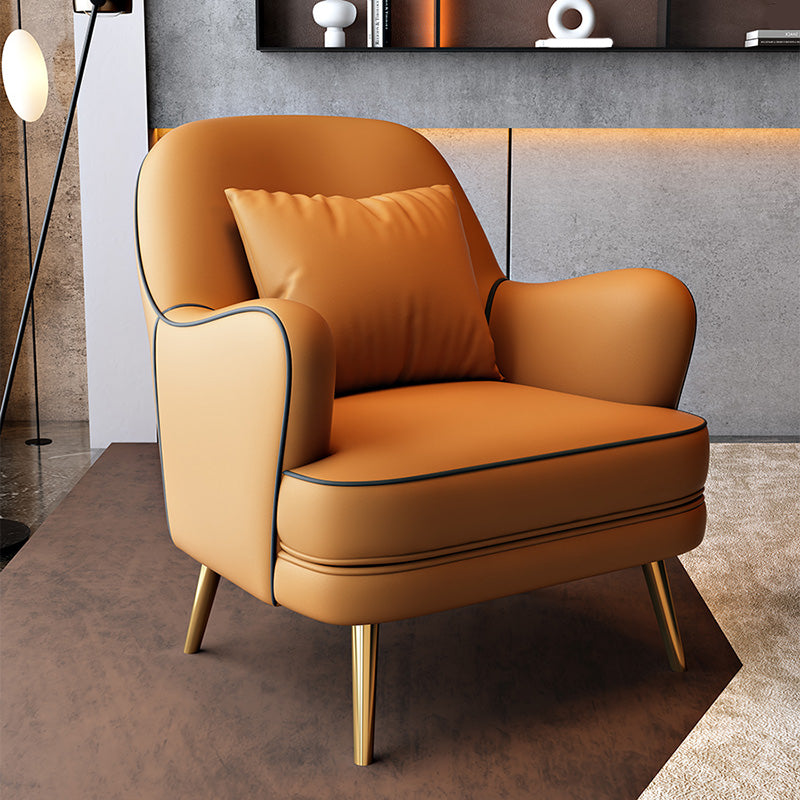Contemporary Pillow Back Chair Recessed Arms Pillow Back ArmChair