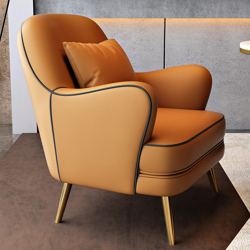 Contemporary Pillow Back Chair Recessed Arms Pillow Back ArmChair