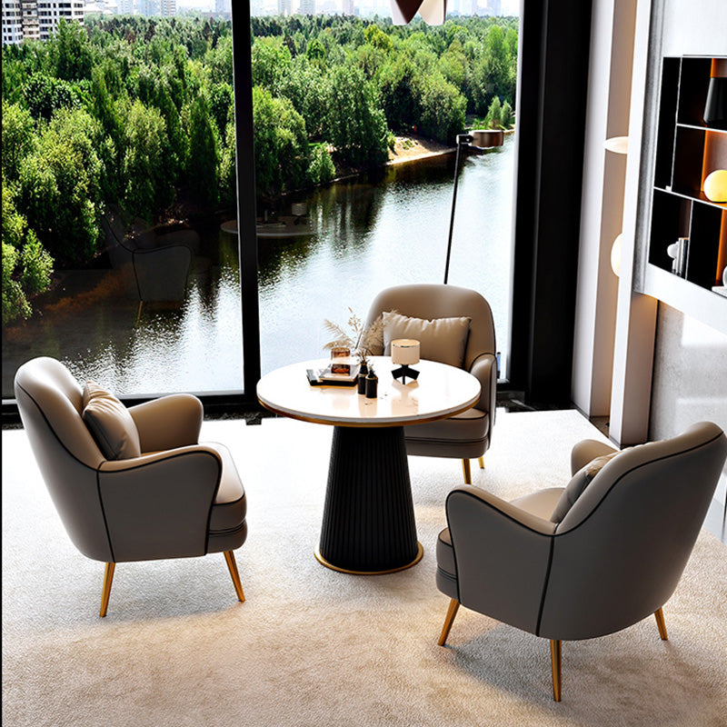 Contemporary Pillow Back Chair Recessed Arms Pillow Back ArmChair