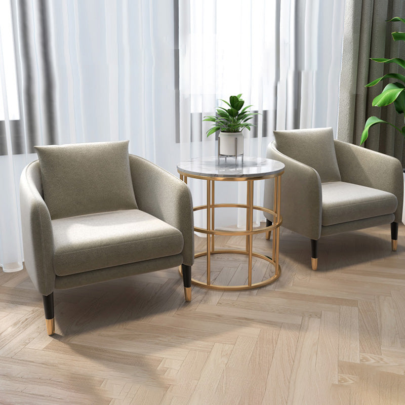 25.19" Wide Linen Barrel Accent Chair Pillow Back 4 Legs Barrel Chair