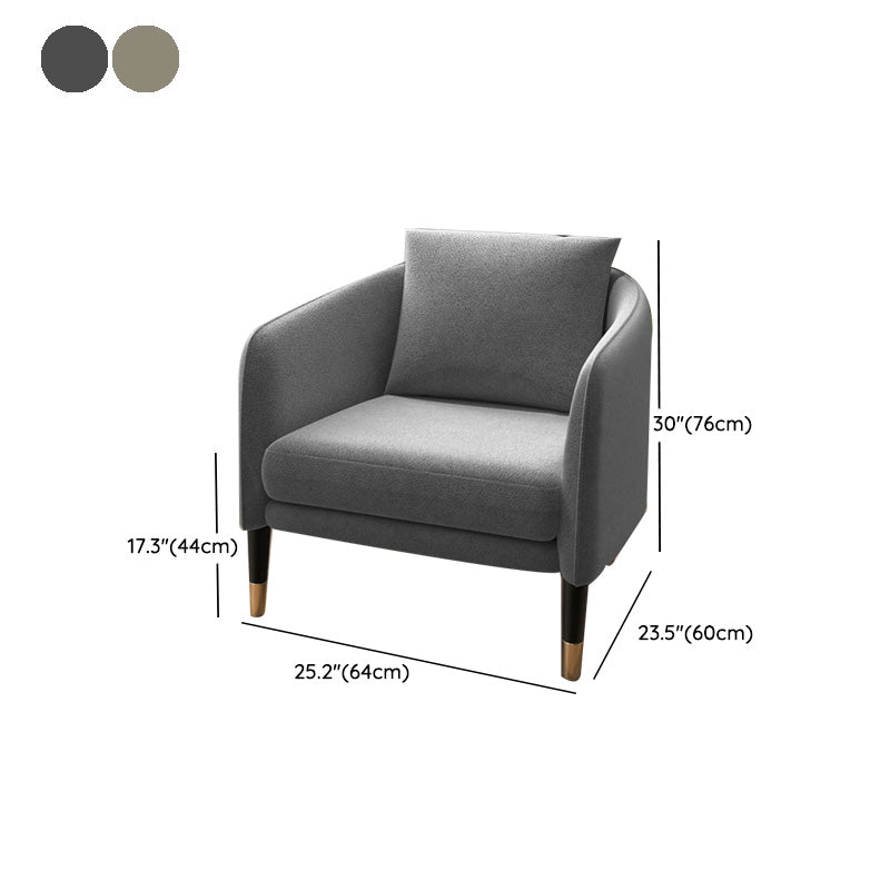 25.19" Wide Linen Barrel Accent Chair Pillow Back 4 Legs Barrel Chair