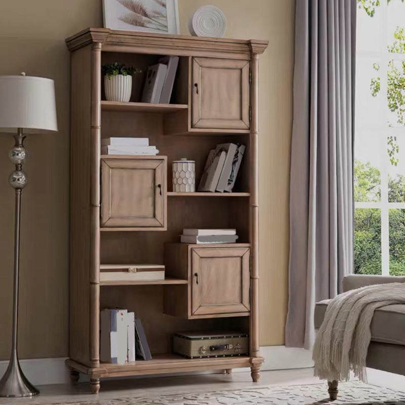 Mid-Century Modern Rectangle Accent Cabinet in Solid Wood with Door