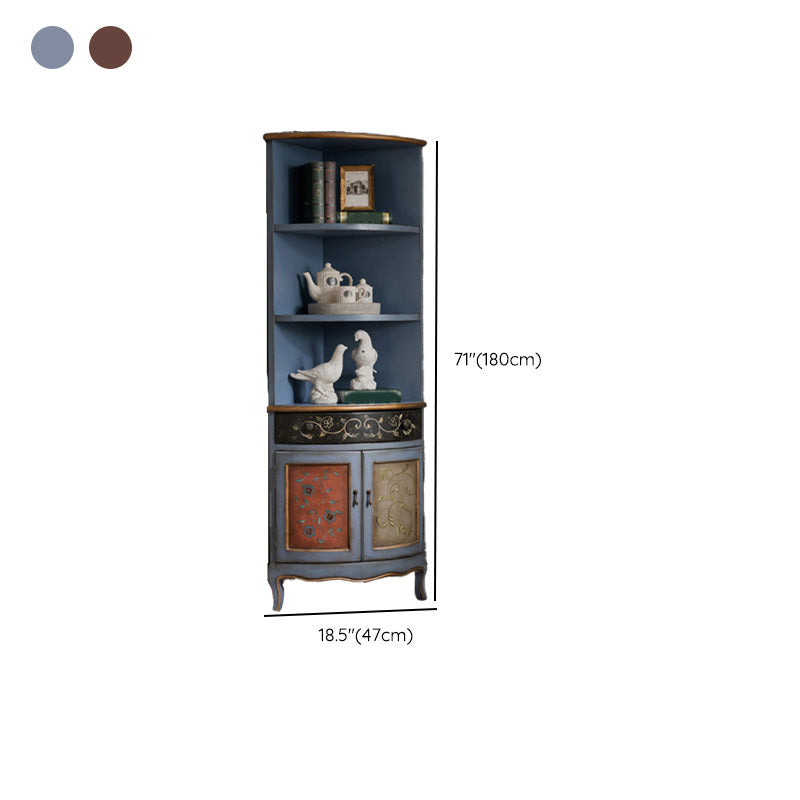 Mid-Century Modern Rectangle Accent Cabinet in Solid Wood with Door