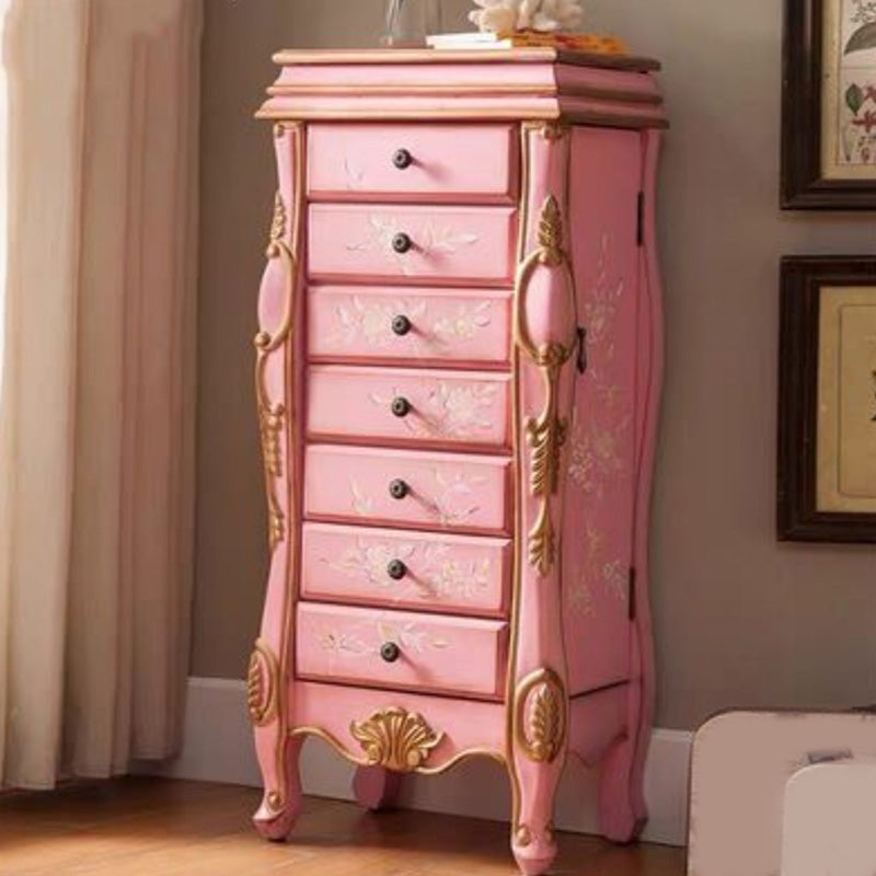 Industrial Side Cabinet in Solid Wood with 7 Drawers and 1 Door