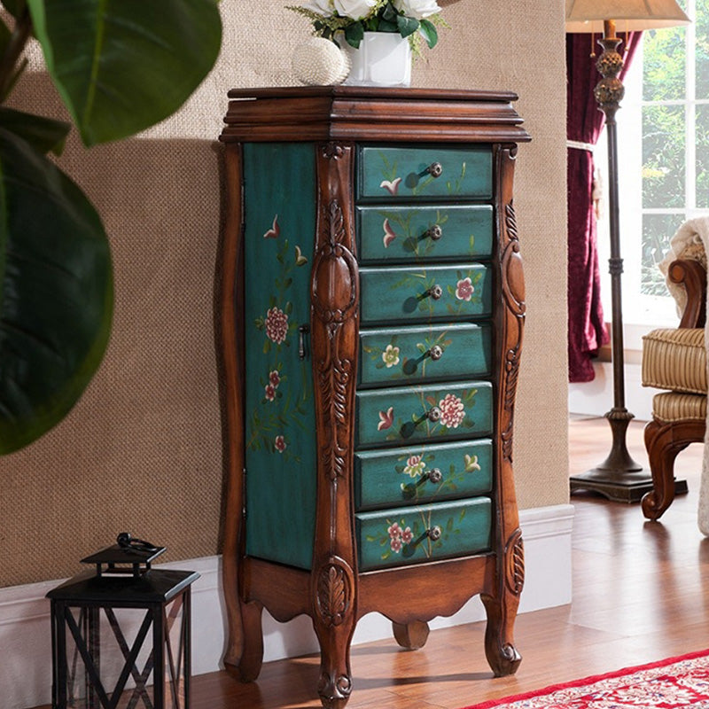 Industrial Side Cabinet in Solid Wood with 7 Drawers and 1 Door