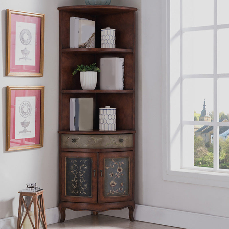 Mid-Century Modern Cabinet with Drawers and Doors in Distressed Wood