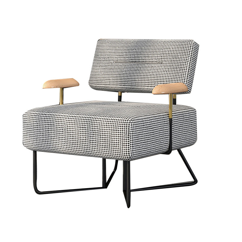 Industrial Arm Chair Houndstooth with Fabric Seat Cross Fixed Back Armchair