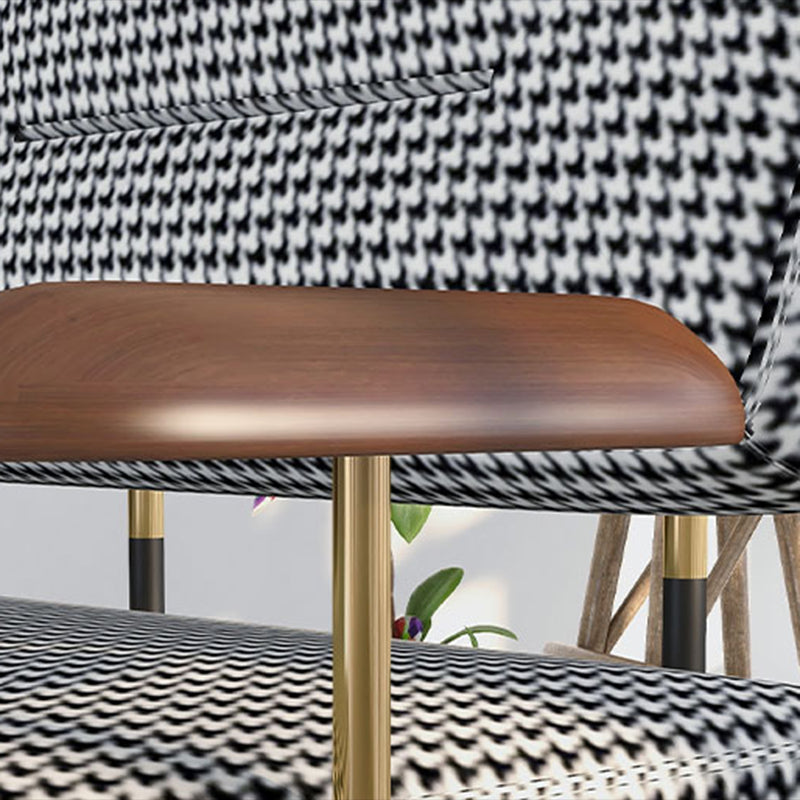 Industrial Arm Chair Houndstooth with Fabric Seat Cross Fixed Back Armchair