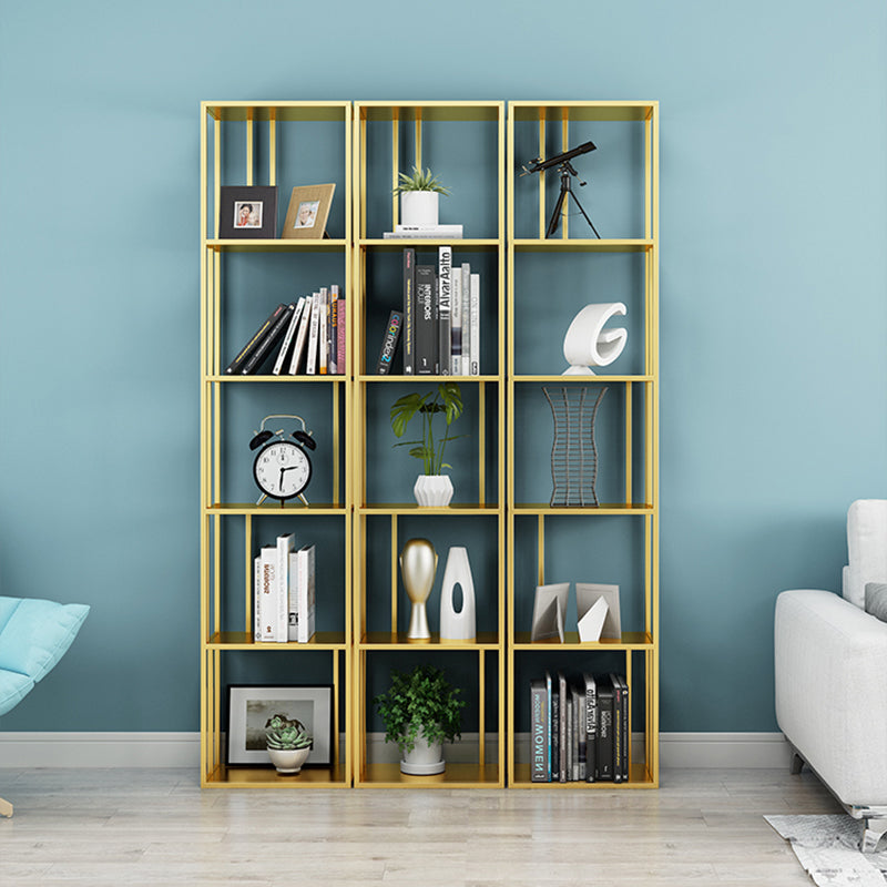 Glam Metal Open Back Bookcase Standard Bookshelf with Shelves