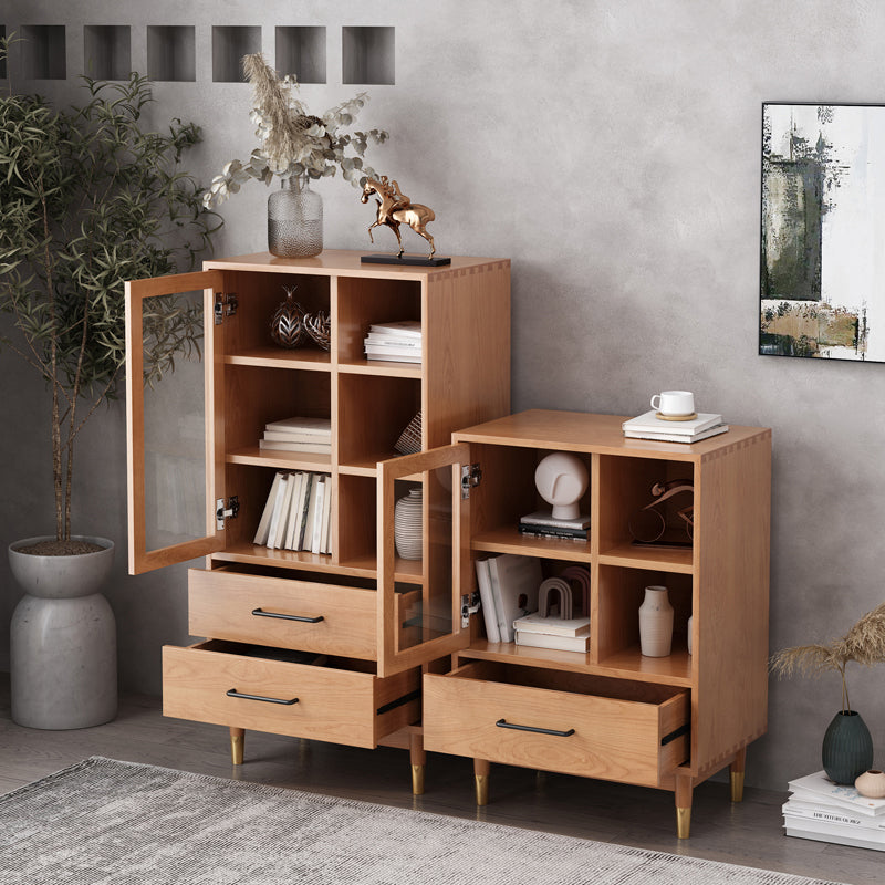 Modern Style Closed Back Bookshelf Wooden Bookcase with Drawer Storage