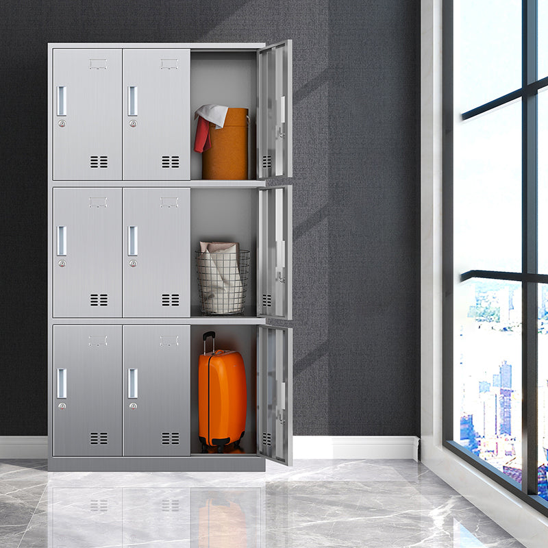 Chrome Steel Cabinet for Bathroom Modern Indoor Storage Cabinet with Hinged Doors