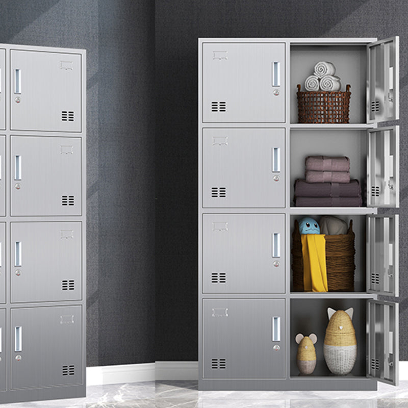 Chrome Steel Cabinet for Bathroom Modern Indoor Storage Cabinet with Hinged Doors