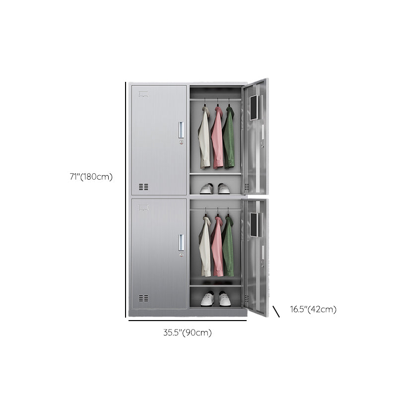 Chrome Steel Cabinet for Bathroom Modern Indoor Storage Cabinet with Hinged Doors