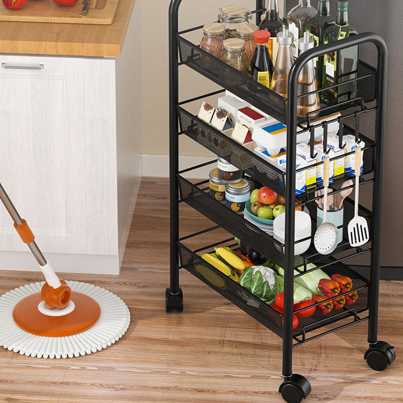 Metal Dining Room Prep Table Open Shelves Rolling Kitchen Trolley