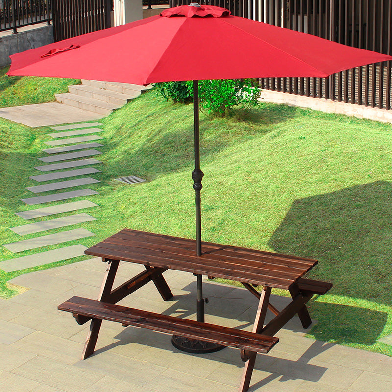 Farmhouse Solid Wood Picnic Table UV Resistant Brown Patio Table