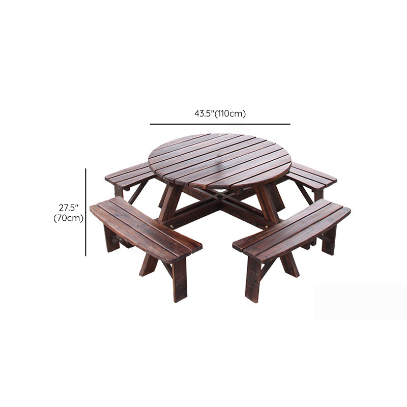 Farmhouse Solid Wood Picnic Table UV Resistant Brown Patio Table