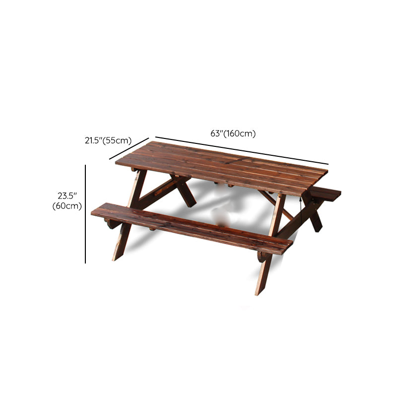 Farmhouse Solid Wood Picnic Table UV Resistant Brown Patio Table