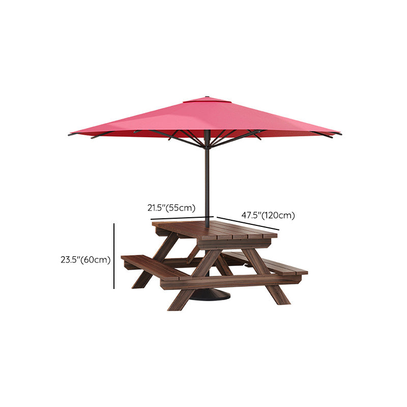 Farmhouse Solid Wood Picnic Table UV Resistant Brown Patio Table