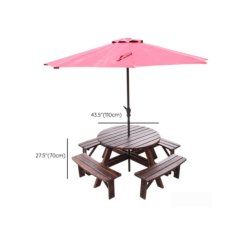 Farmhouse Solid Wood Picnic Table UV Resistant Brown Patio Table