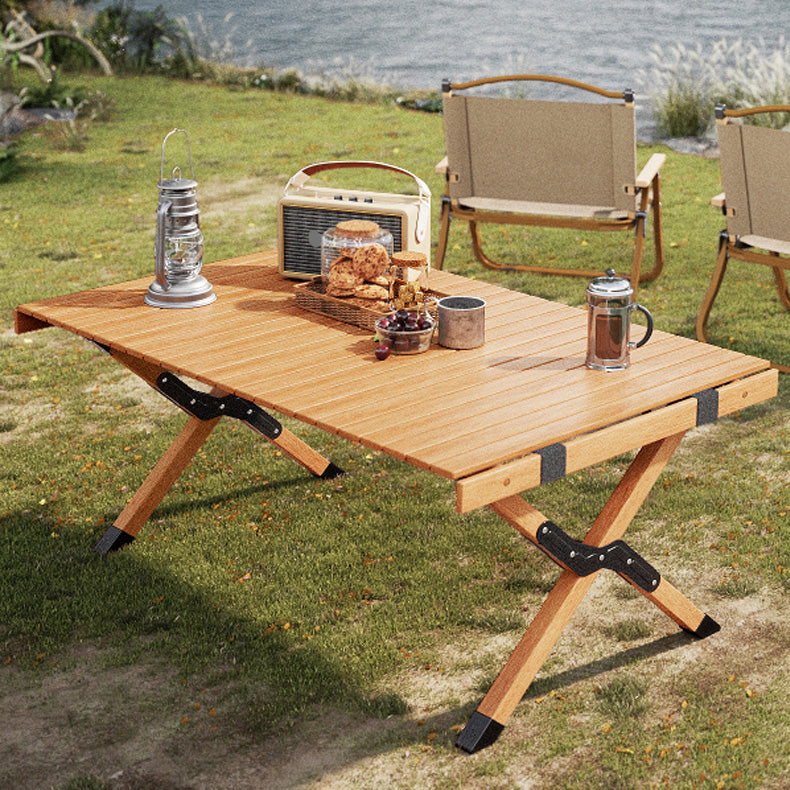 Contemporary Patio Table Rectangle Solid Wood Foldable Camping Table