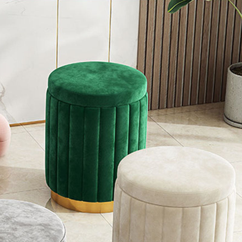 Glam Pouf Ottoman Velvet Upholstered Solid Color Cylinder Shape Ottoman