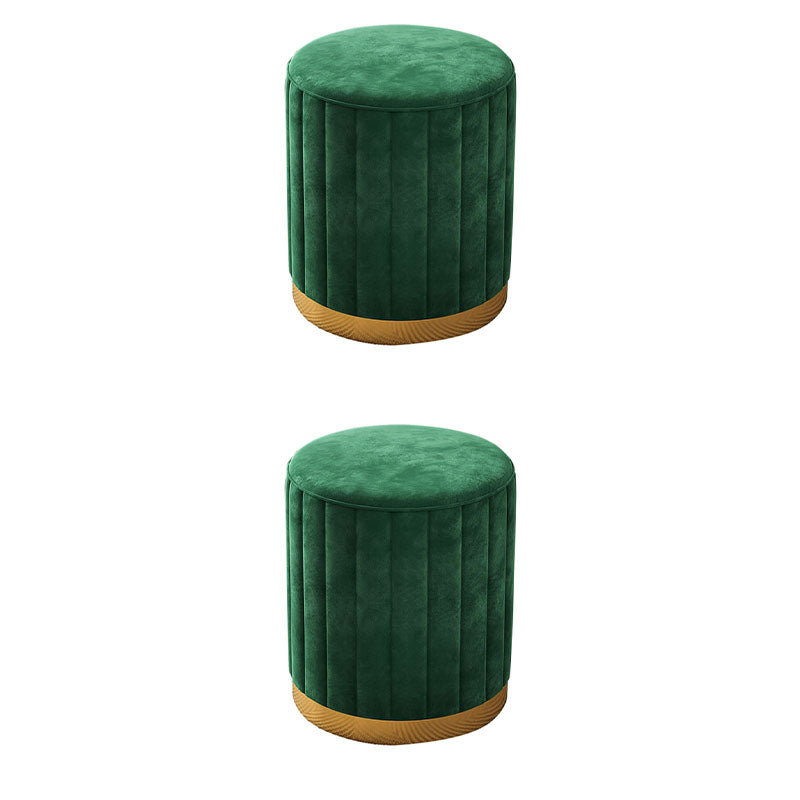 Glam Pouf Ottoman Velvet Upholstered Solid Color Cylinder Shape Ottoman