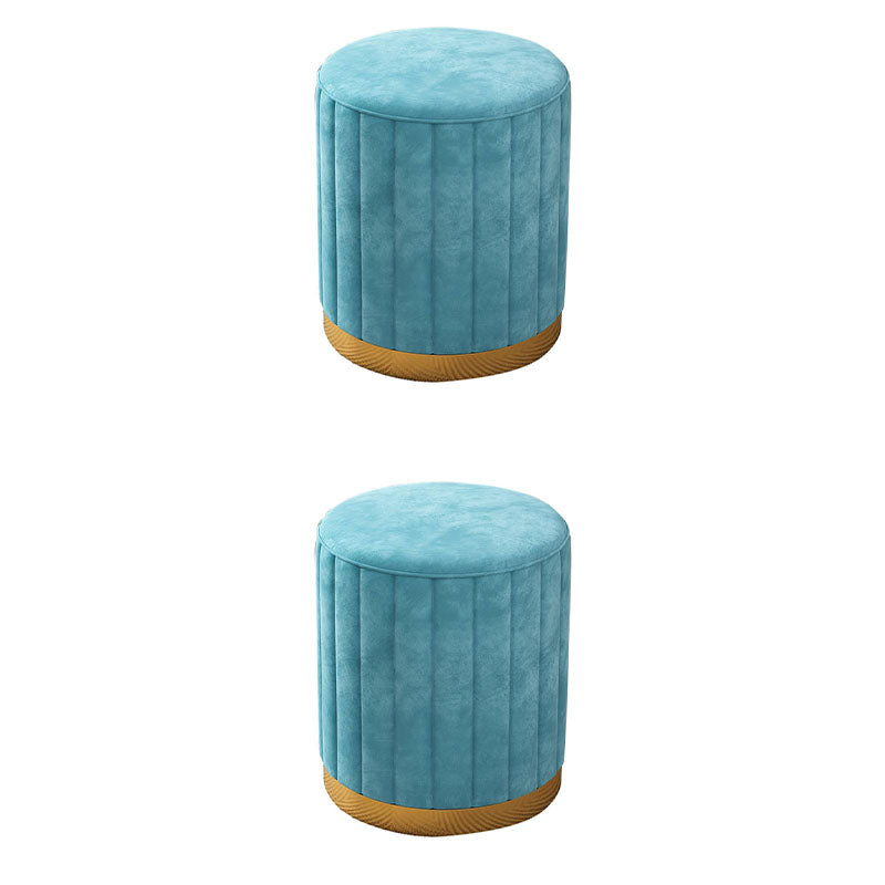 Glam Pouf Ottoman Velvet Upholstered Solid Color Cylinder Shape Ottoman