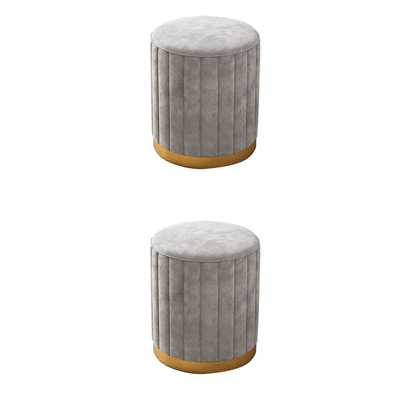Glam Pouf Ottoman Velvet Upholstered Solid Color Cylinder Shape Ottoman