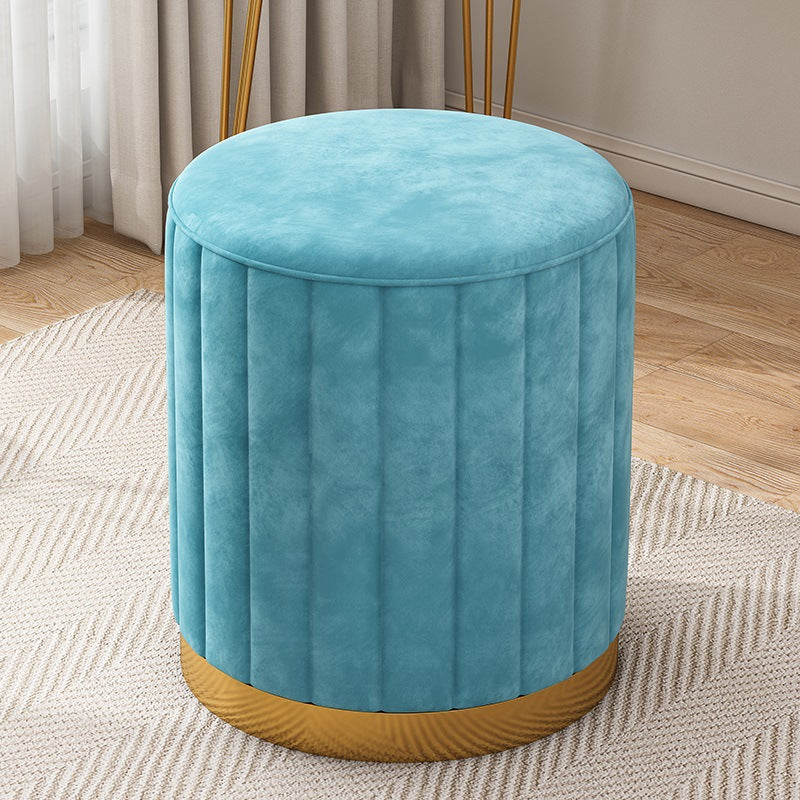 Glam Pouf Ottoman Velvet Upholstered Solid Color Cylinder Shape Ottoman